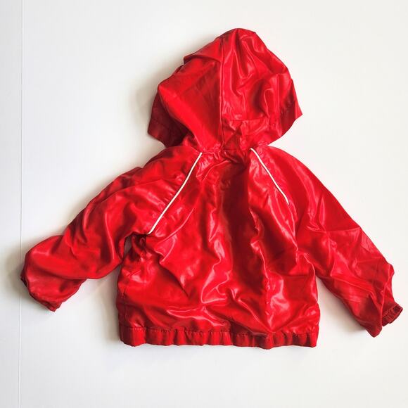 Vintage 1970s Quiltex Baby Red Nylon Windbreaker Hooded Jacket | Size 18 months - Picture 3 of 7